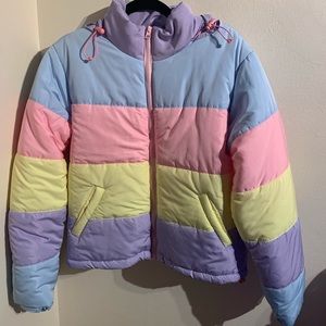Pastel Colors Rain Puffer Jacket